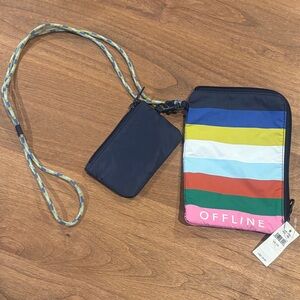 Colorful Striped Crossbody Bag with Pouch